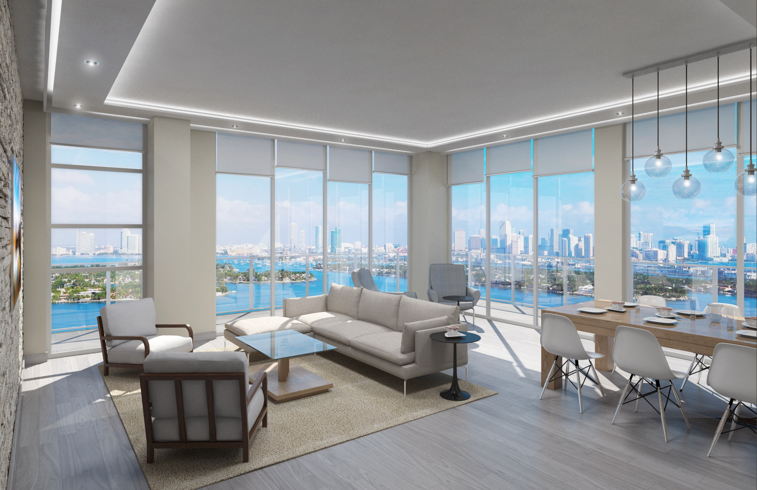living room with city view